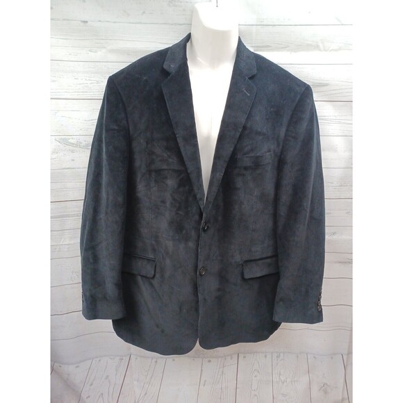 Saddlebred 46R Black 100% Cotton Corduroy Blazer Sport Coat Jacket - Picture 1 of 10